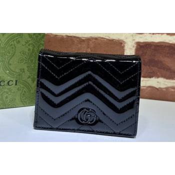 Gucci GG Marmont patent Card Case Wallet 466492 Black 2024 (dlh-23112322)