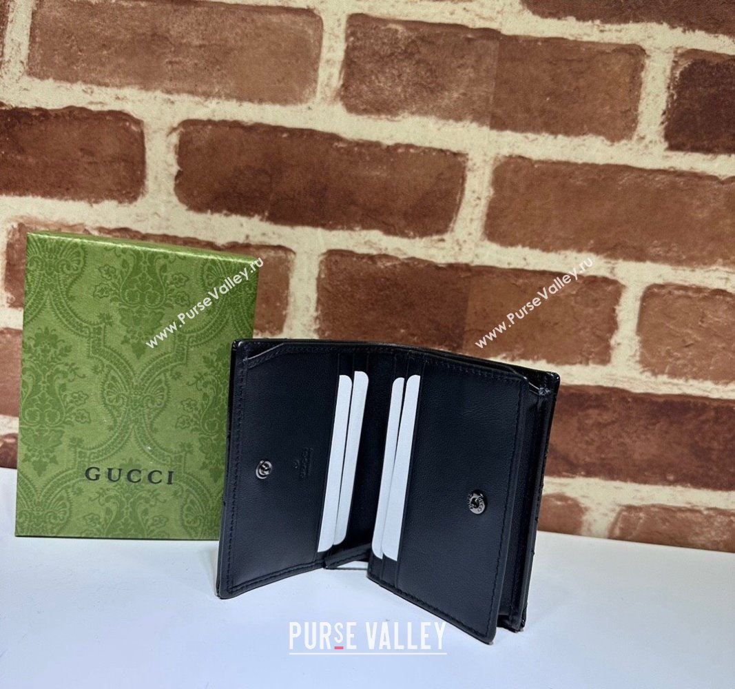 Gucci GG Marmont patent Card Case Wallet 466492 Black 2024 (dlh-23112322)
