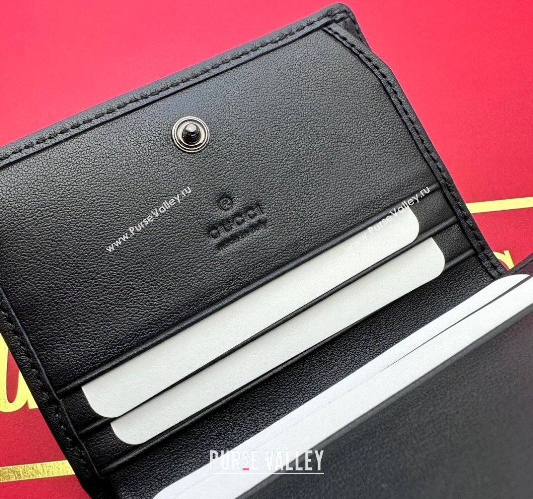 Gucci GG Marmont patent Card Case Wallet 466492 Black 2024 (dlh-23112322)