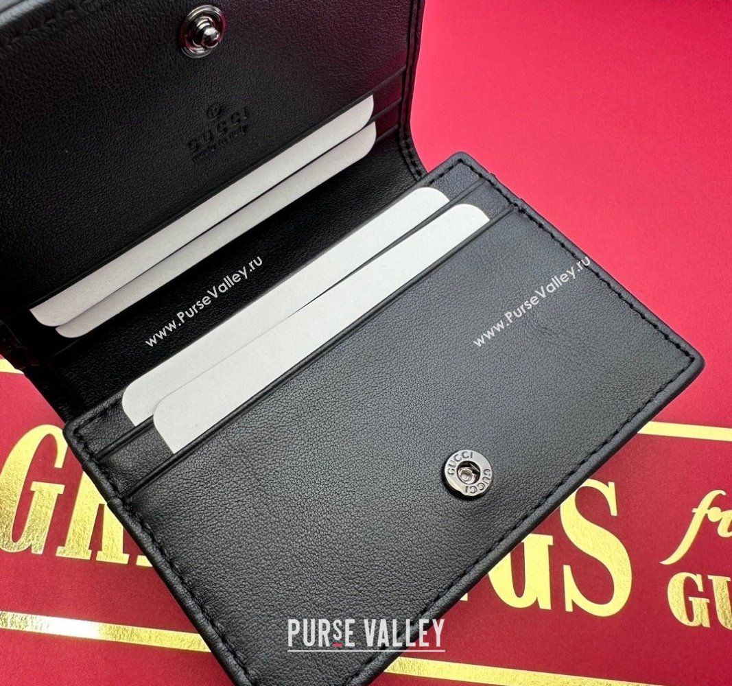 Gucci GG Marmont patent Card Case Wallet 466492 Black 2024 (dlh-23112322)