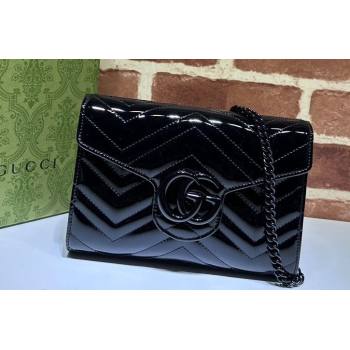 Gucci GG Marmont patent Mini Bag 474575 Black 2024 (dlh-23112321)