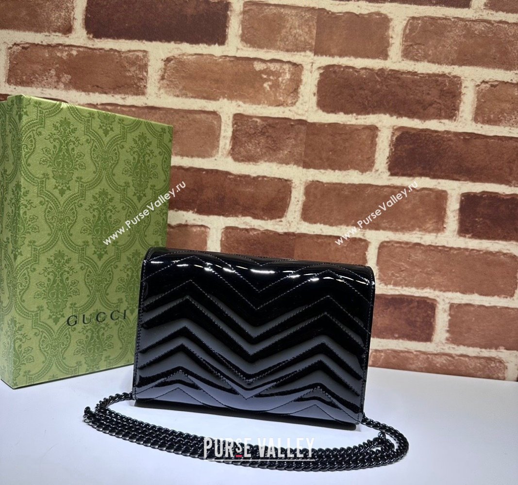 Gucci GG Marmont patent Mini Bag 474575 Black 2024 (dlh-23112321)