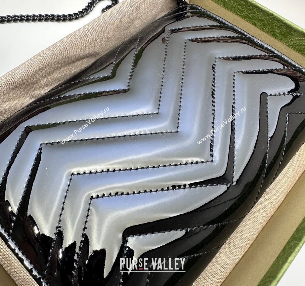 Gucci GG Marmont patent Mini Bag 474575 Black 2024 (dlh-23112321)