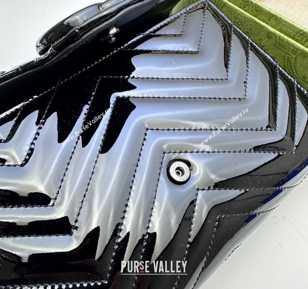 Gucci GG Marmont patent Mini Bag 474575 Black 2024 (dlh-23112321)