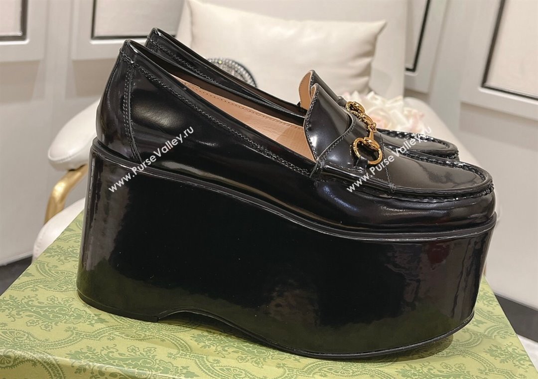 Gucci Horsebit Platform Loafers Brushed Leather Black Spring 2024 (modeng-23112724)