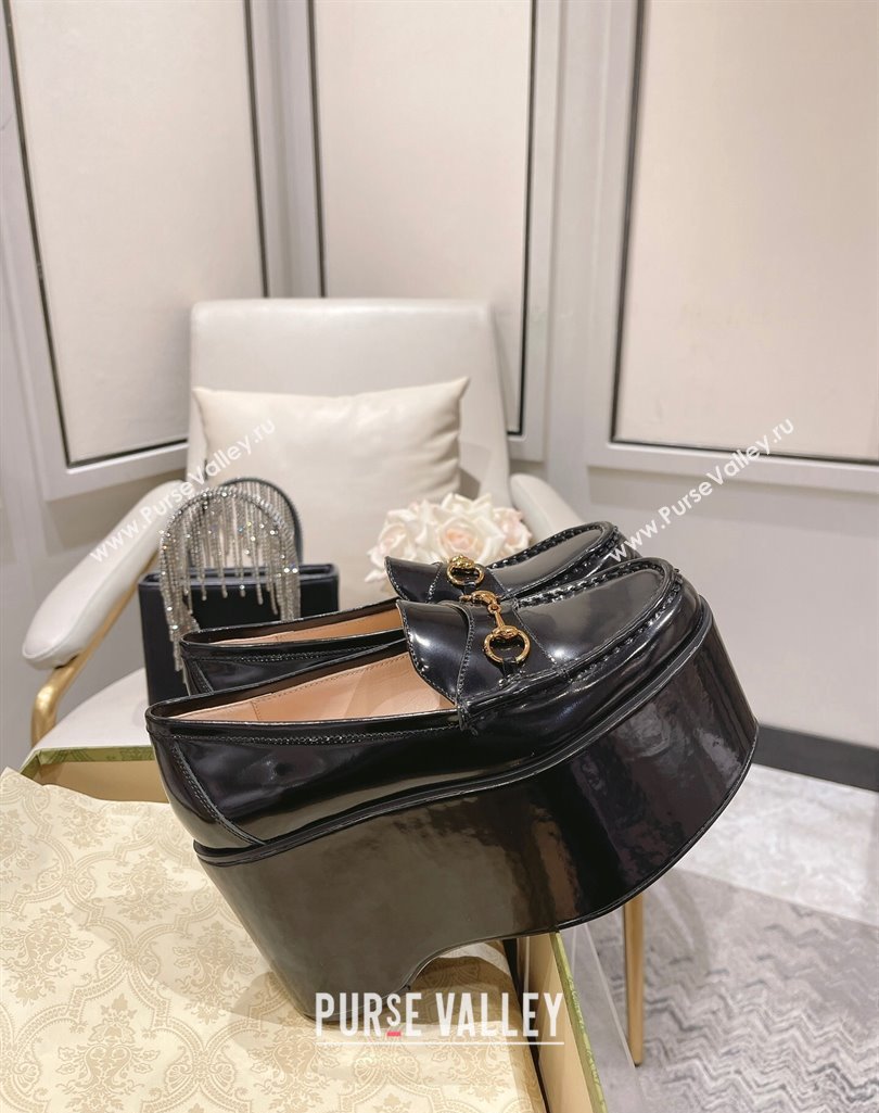 Gucci Horsebit Platform Loafers Brushed Leather Black Spring 2024 (modeng-23112724)