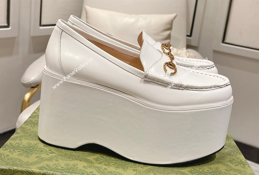 Gucci Horsebit Platform Loafers Brushed Leather White Spring 2024 (modeng-23112725)