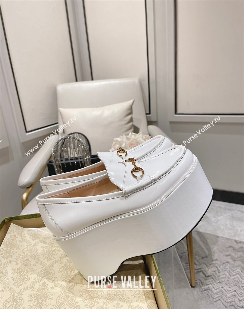Gucci Horsebit Platform Loafers Brushed Leather White Spring 2024 (modeng-23112725)