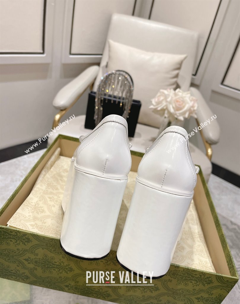 Gucci Horsebit Platform Loafers Brushed Leather White Spring 2024 (modeng-23112725)