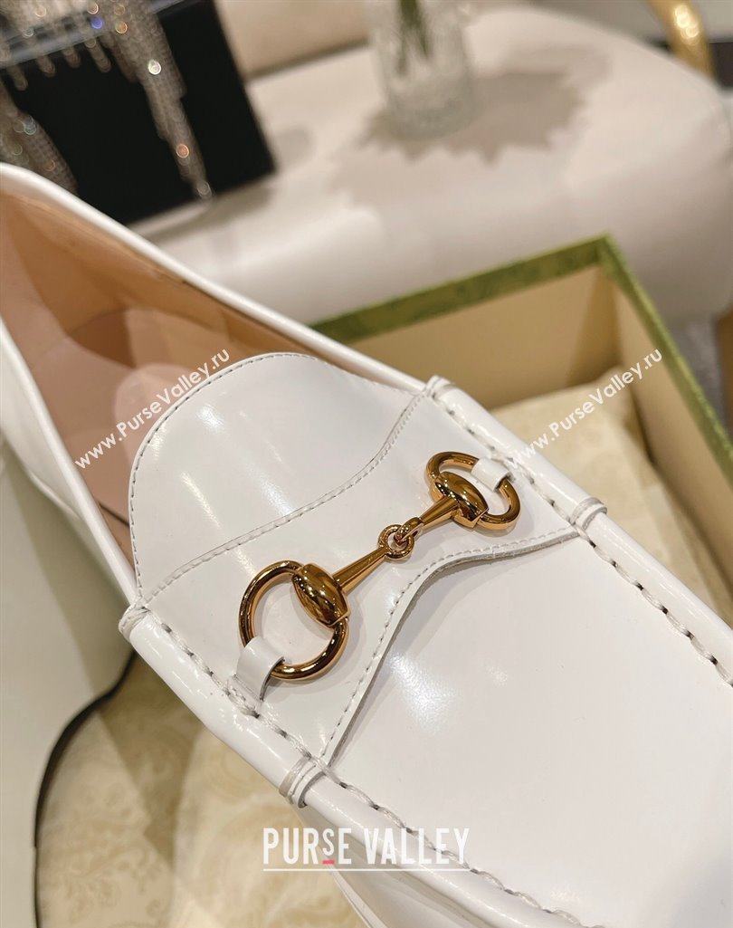 Gucci Horsebit Platform Loafers Brushed Leather White Spring 2024 (modeng-23112725)