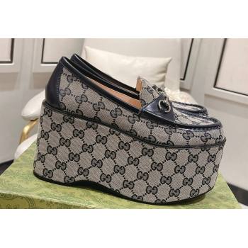 Gucci Horsebit Platform Loafers GG Canvas Beige/Blue Spring 2024 (modeng-23112728)