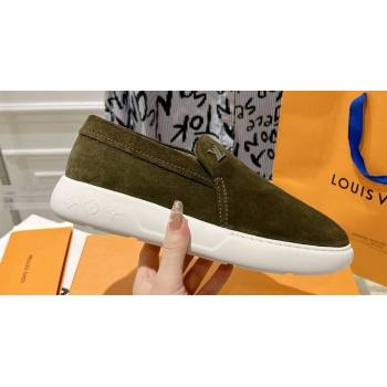 Louis Vuitton LV Pacific Mens Loafers in Suede calf leather Dark Green 2024 (modeng-23112711)