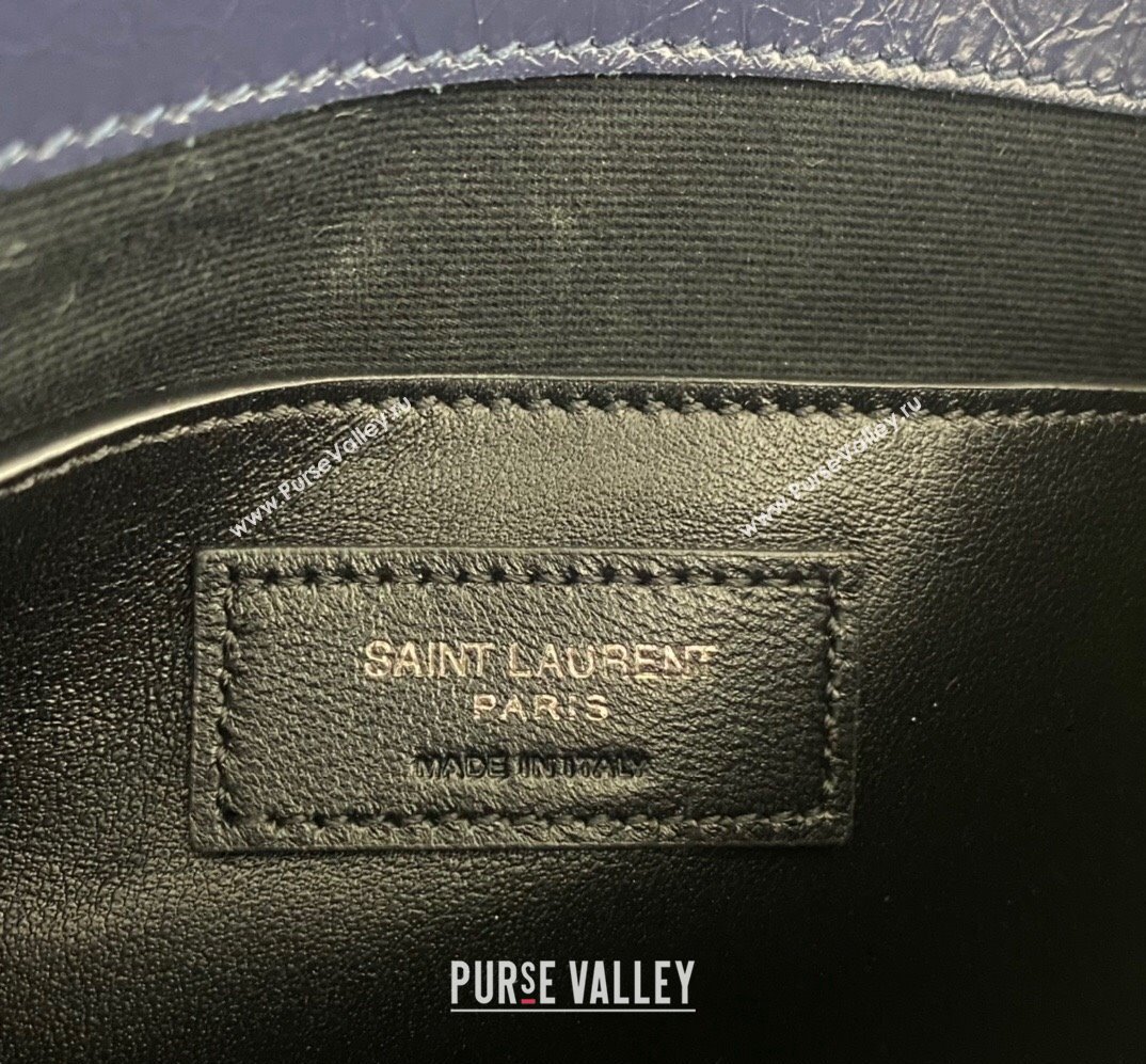 Saint Laurent Niki Baby Bag in Crinkled Vintage Leather 633160 Navy Blue (nana-24011032)