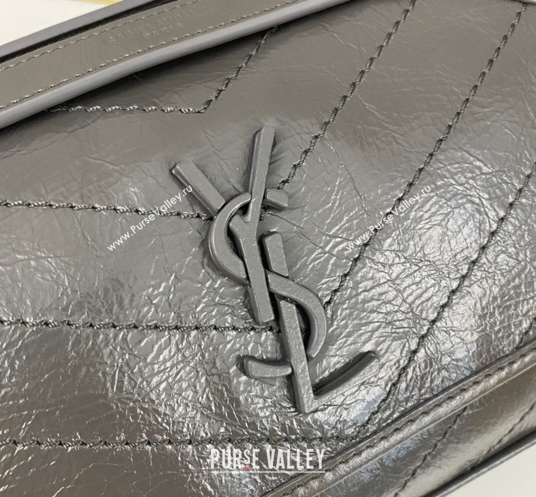 Saint Laurent Niki Baby Bag in Crinkled Vintage Leather 633160 Etoupe (nana-24011034)