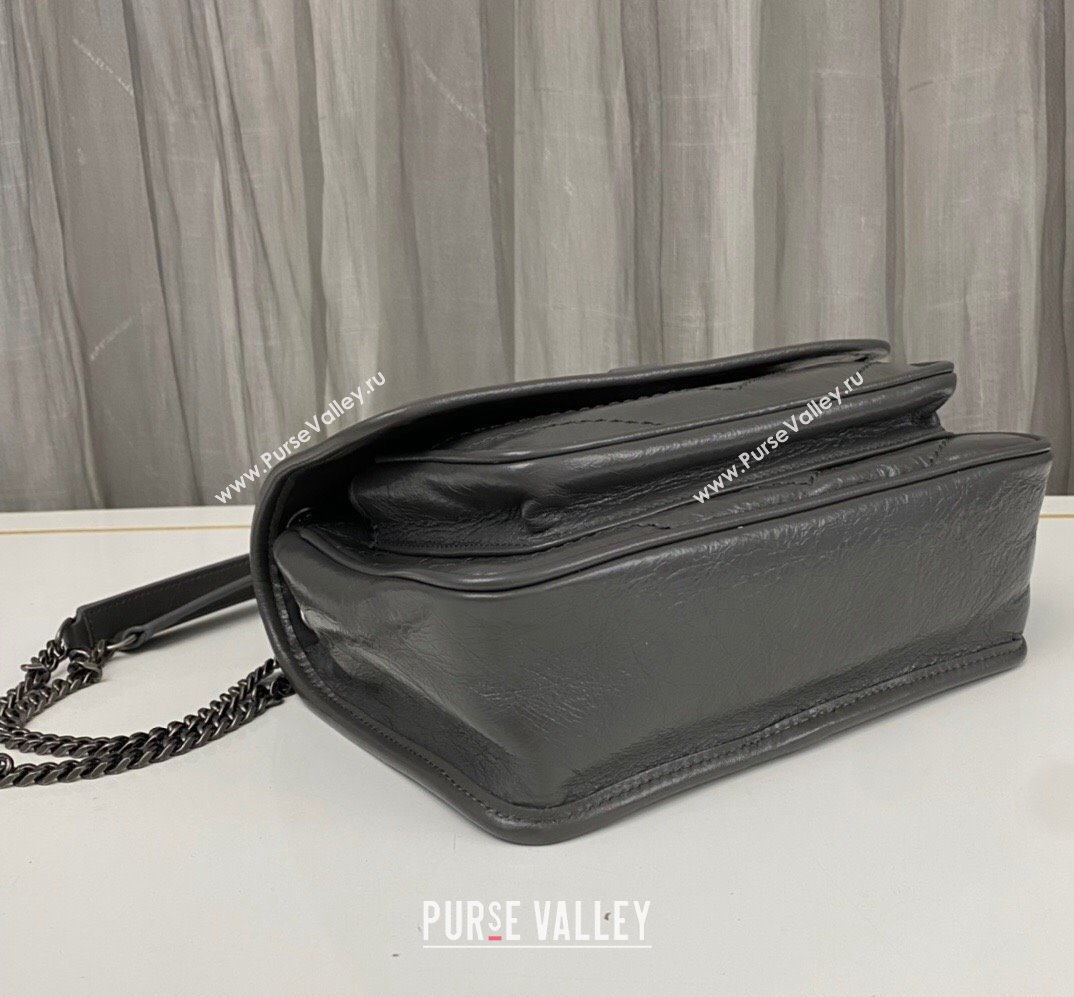 Saint Laurent Niki Baby Bag in Crinkled Vintage Leather 633160 Etoupe (nana-24011034)