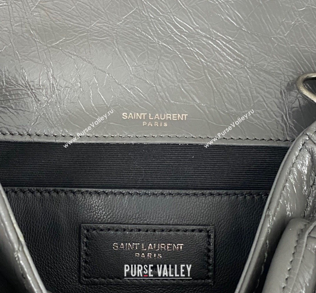 Saint Laurent Niki Baby Bag in Crinkled Vintage Leather 633160 Etoupe (nana-24011034)