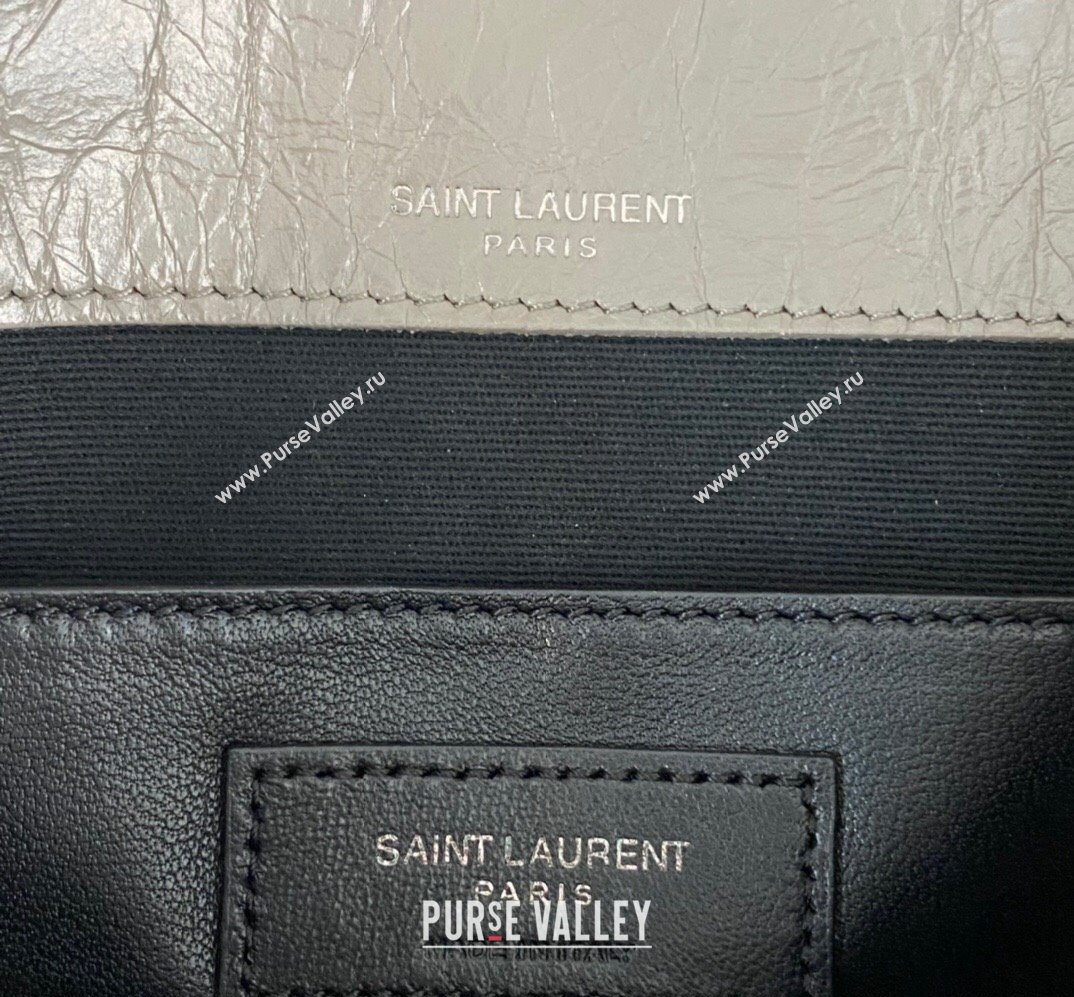 Saint Laurent Niki Baby Bag in Crinkled Vintage Leather 633160 Light Gray (nana-24011035)