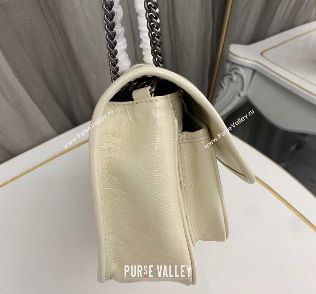 Saint Laurent Niki Baby Bag in Crinkled Vintage Leather 633160 Creamy (nana-24011037)