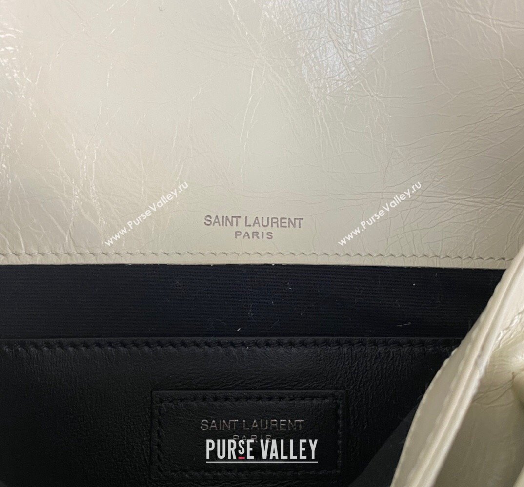 Saint Laurent Niki Baby Bag in Crinkled Vintage Leather 633160 Creamy (nana-24011037)