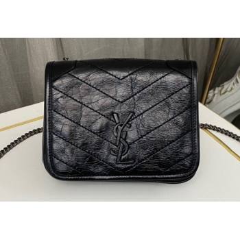 Saint Laurent Niki Chain Wallet Bag in Crinkled Vintage Leather 583103 Black (nana-24011042)