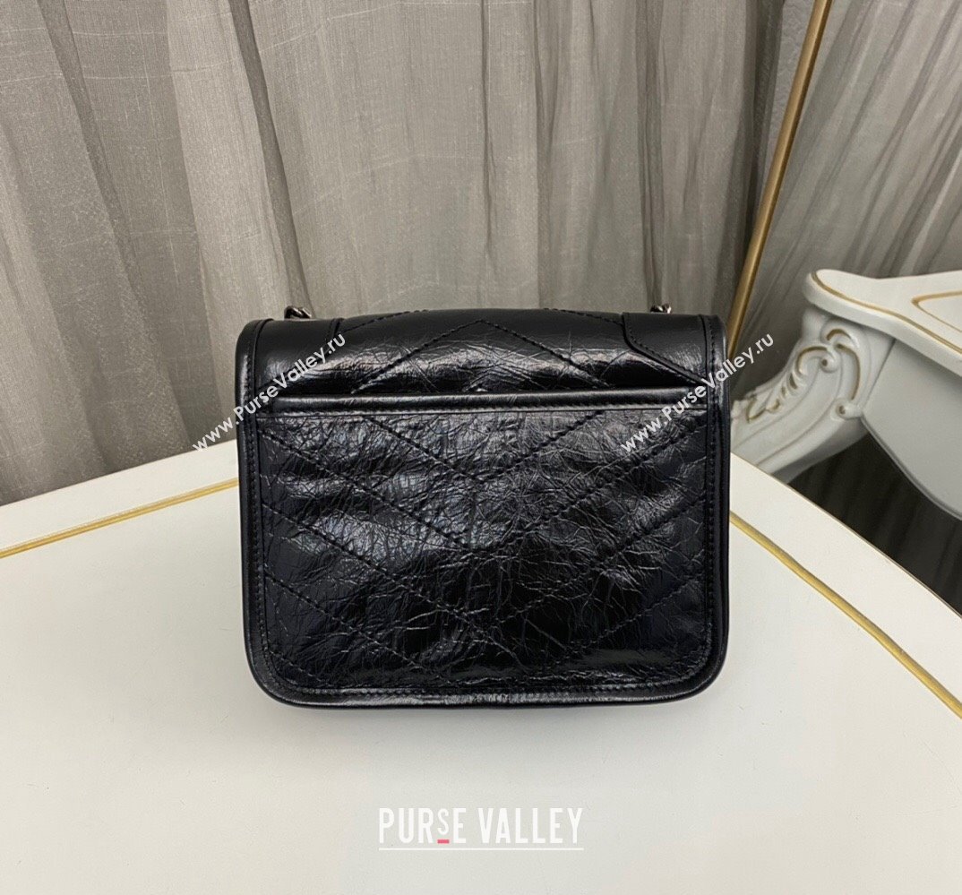 Saint Laurent Niki Chain Wallet Bag in Crinkled Vintage Leather 583103 Black (nana-24011042)