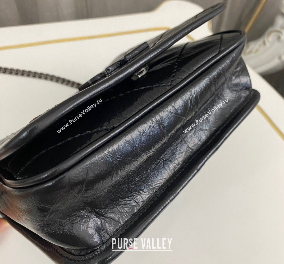 Saint Laurent Niki Chain Wallet Bag in Crinkled Vintage Leather 583103 Black (nana-24011042)