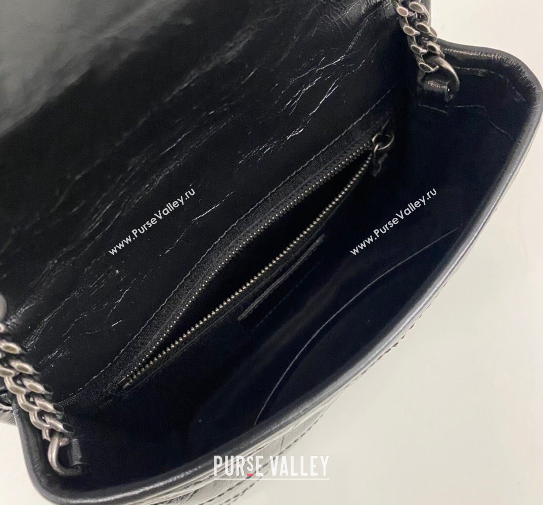 Saint Laurent Niki Chain Wallet Bag in Crinkled Vintage Leather 583103 Black (nana-24011042)