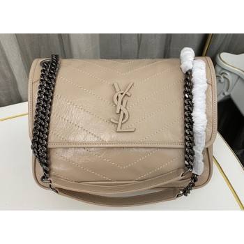 Saint Laurent Niki medium Bag in Crinkled Vintage Leather 633158 Beige (nana-24011019)