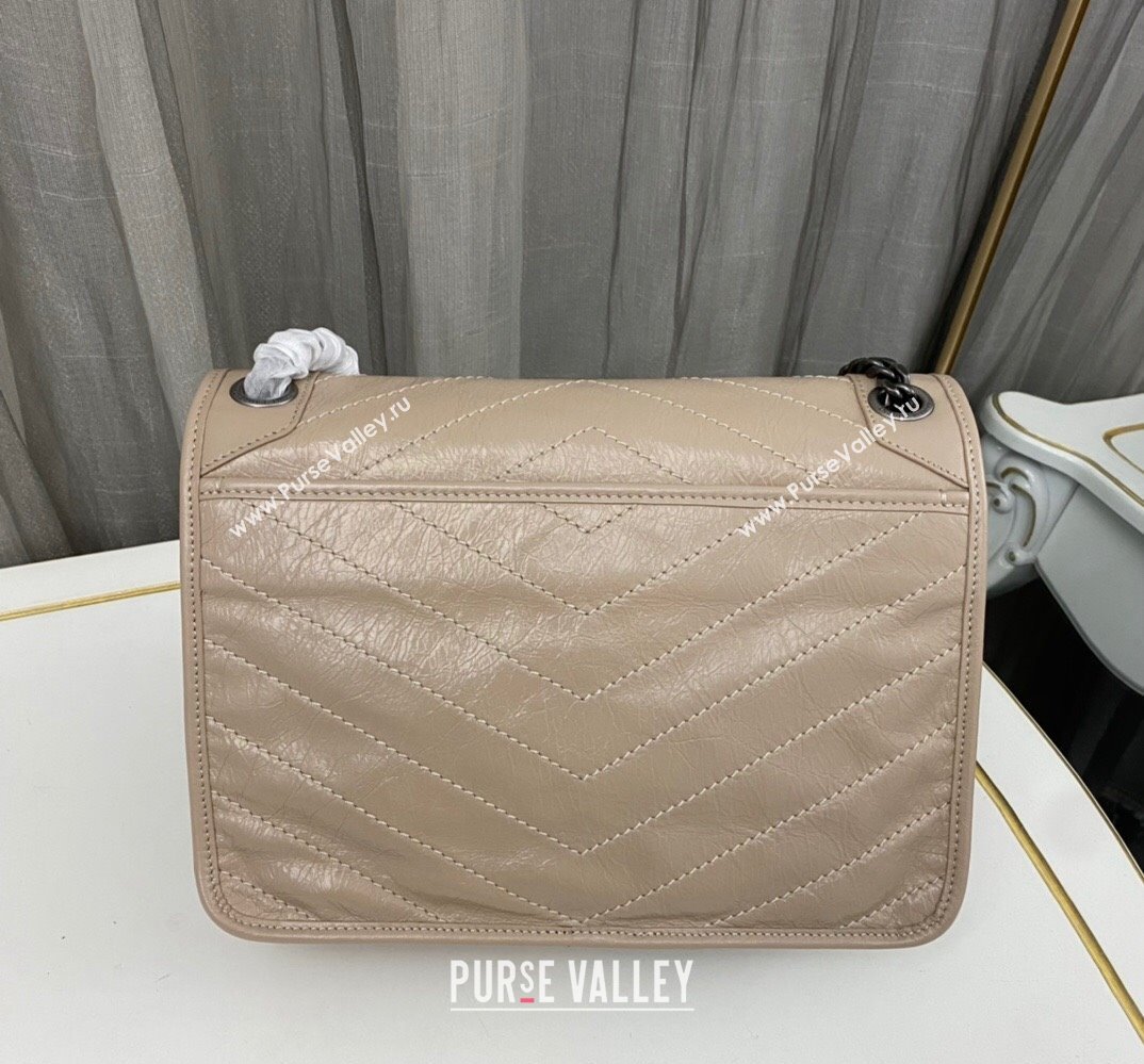 Saint Laurent Niki medium Bag in Crinkled Vintage Leather 633158 Beige (nana-24011019)