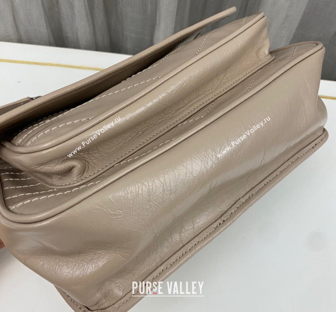 Saint Laurent Niki medium Bag in Crinkled Vintage Leather 633158 Beige (nana-24011019)