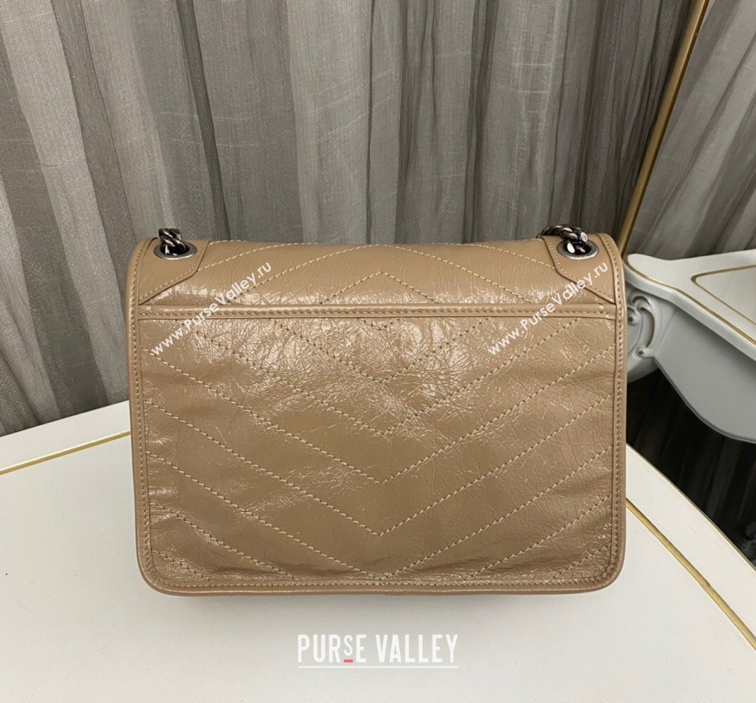 Saint Laurent Niki medium Bag in Crinkled Vintage Leather 633158 Apricot (nana-24011018)