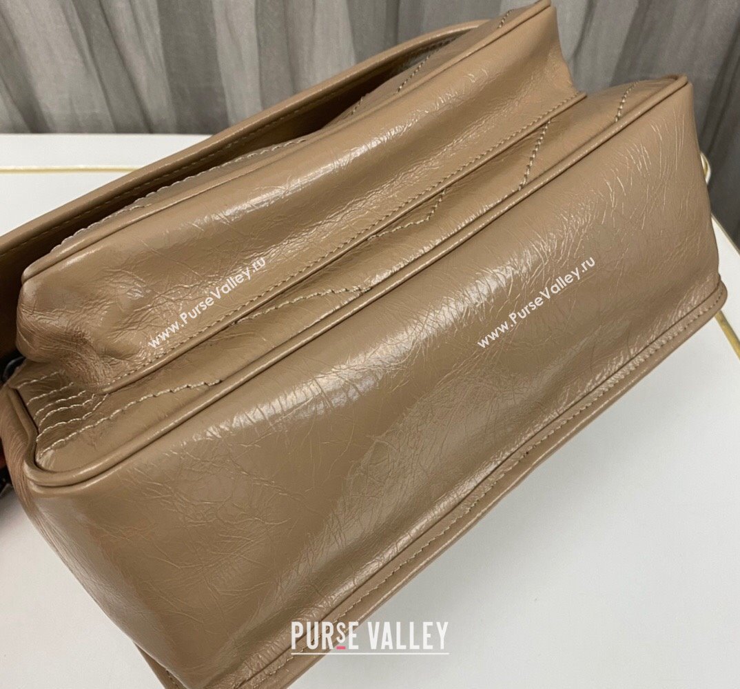 Saint Laurent Niki medium Bag in Crinkled Vintage Leather 633158 Apricot (nana-24011018)