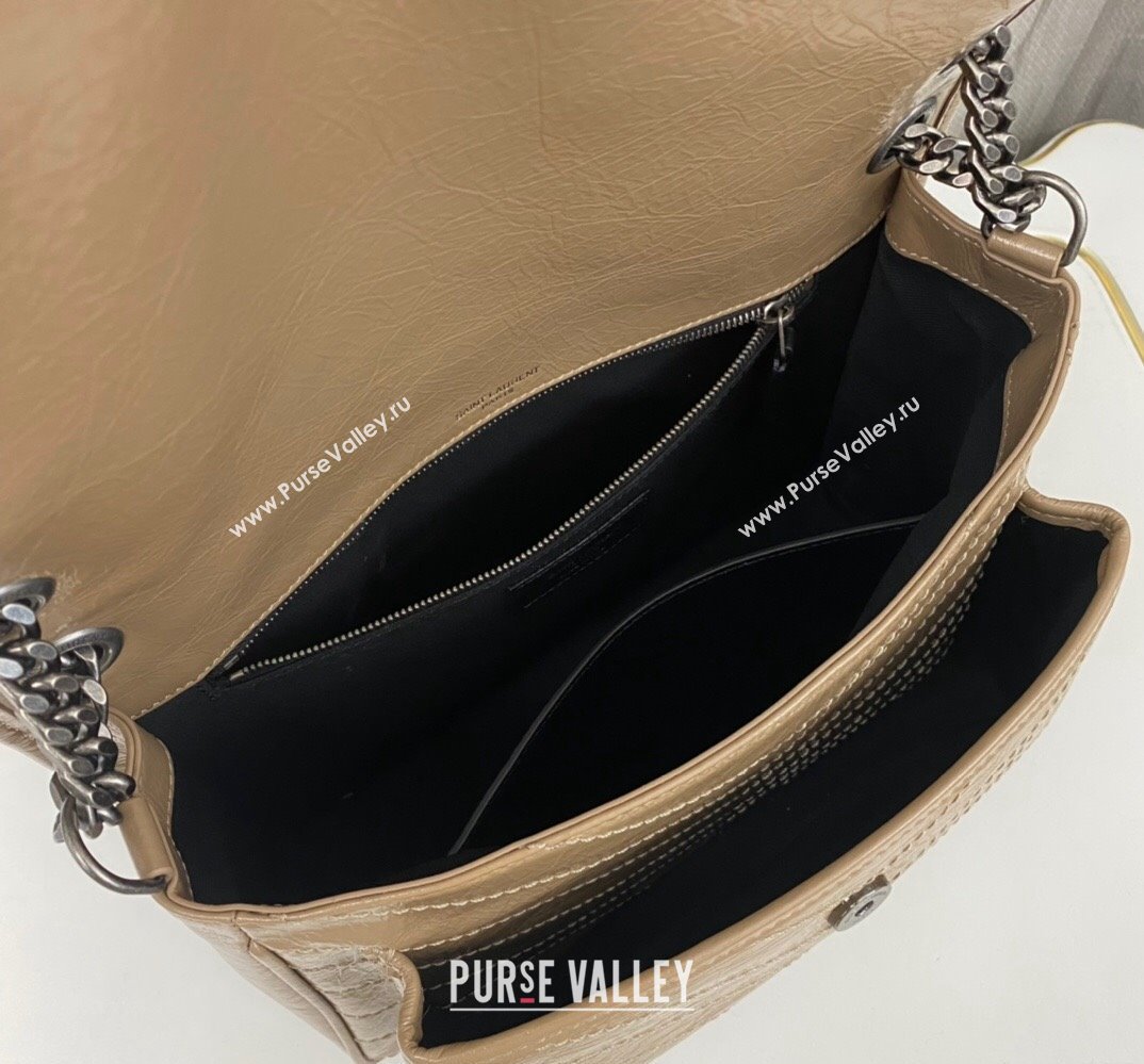 Saint Laurent Niki medium Bag in Crinkled Vintage Leather 633158 Apricot (nana-24011018)