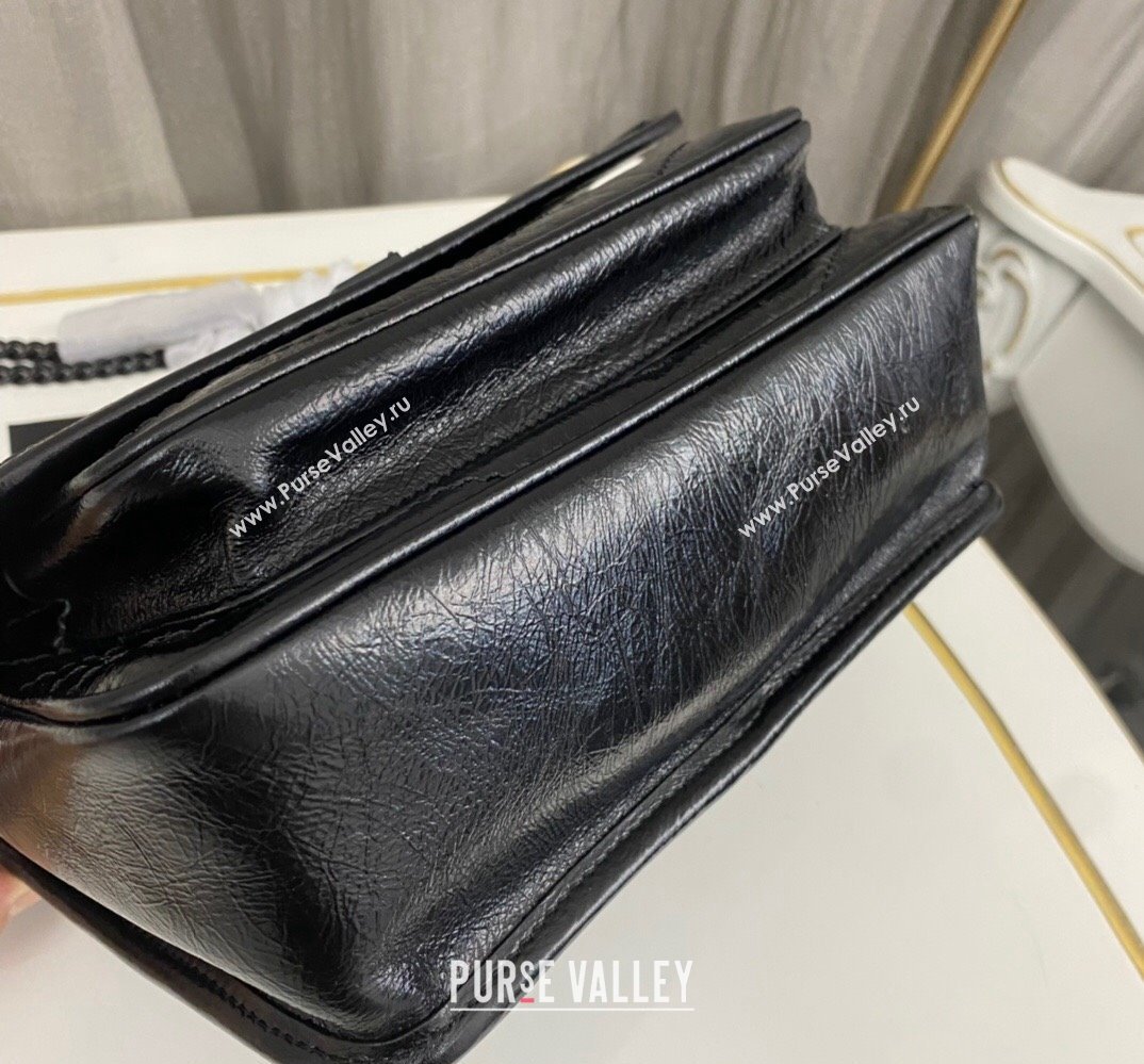 Saint Laurent Niki Baby Bag in Crinkled Vintage Leather 633160 Black (nana-24011021)