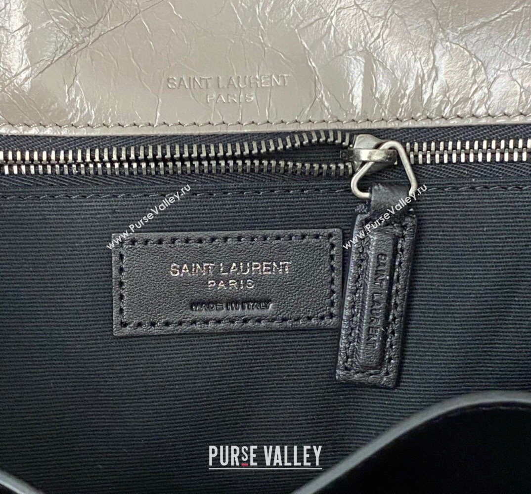 Saint Laurent Niki medium Bag in Crinkled Vintage Leather 633158 Light Gray (nana-24011014)