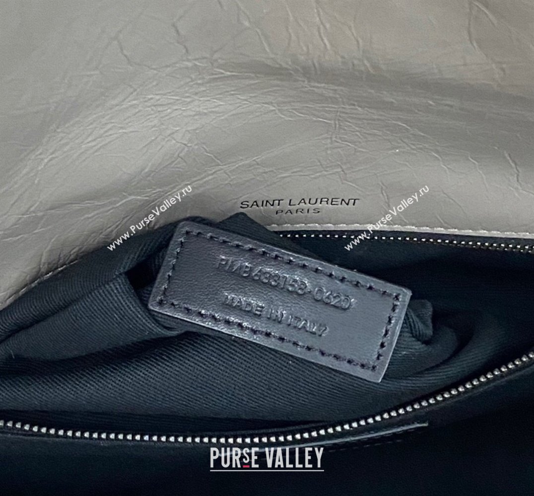 Saint Laurent Niki medium Bag in Crinkled Vintage Leather 633158 Light Gray (nana-24011014)