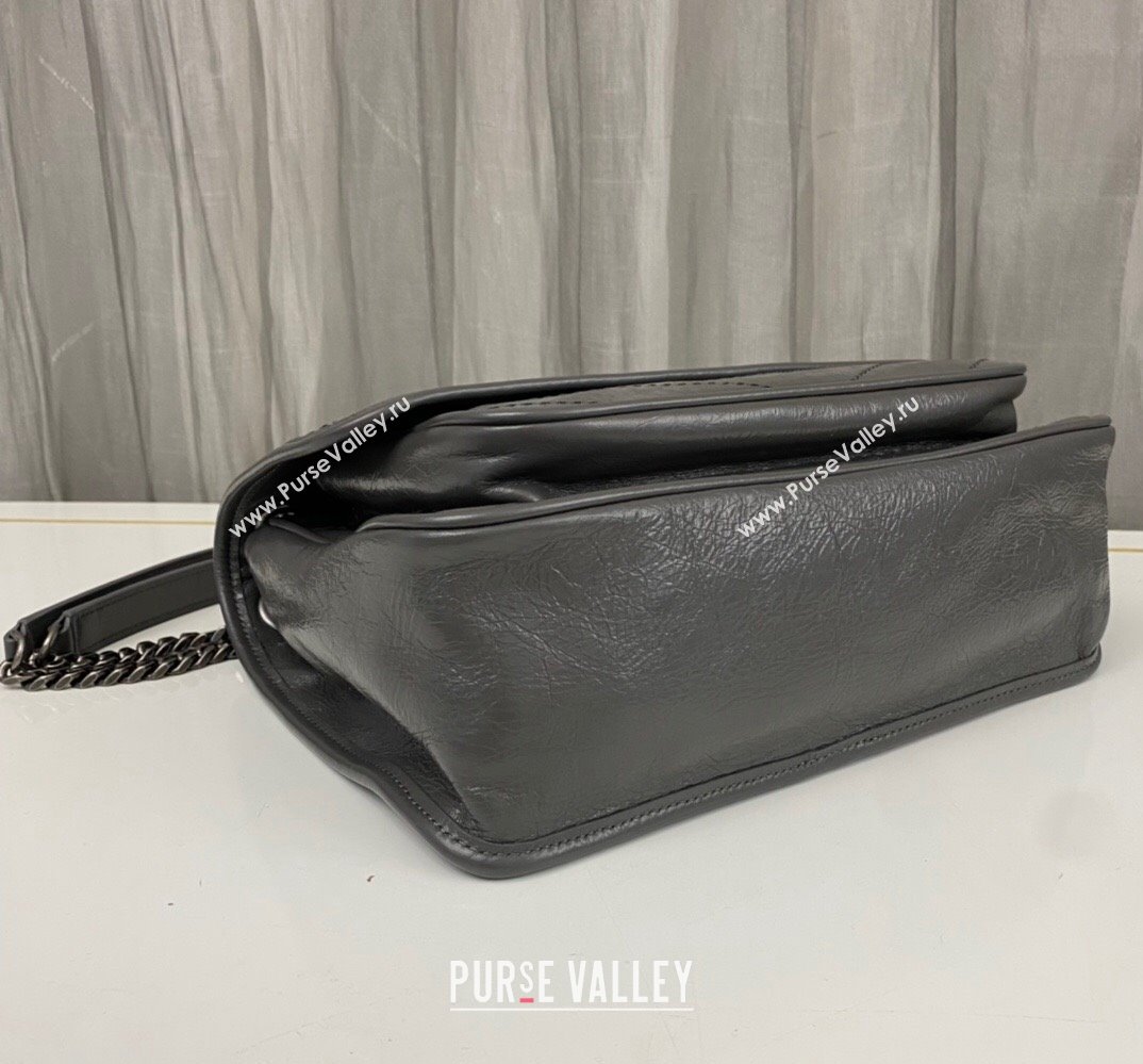 Saint Laurent Niki medium Bag in Crinkled Vintage Leather 633158 Etoupe (nana-24011013)