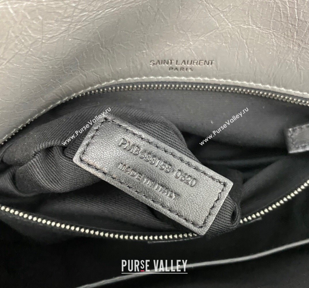 Saint Laurent Niki medium Bag in Crinkled Vintage Leather 633158 Etoupe (nana-24011013)