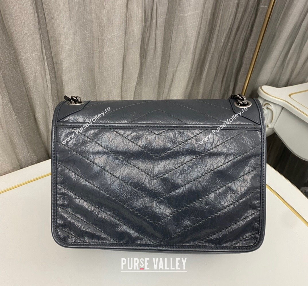 Saint Laurent Niki medium Bag in Crinkled Vintage Leather 633158 Gray (nana-24011012)