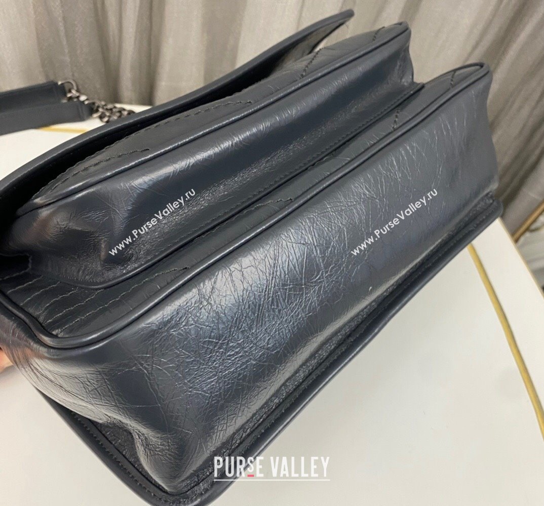 Saint Laurent Niki medium Bag in Crinkled Vintage Leather 633158 Gray (nana-24011012)