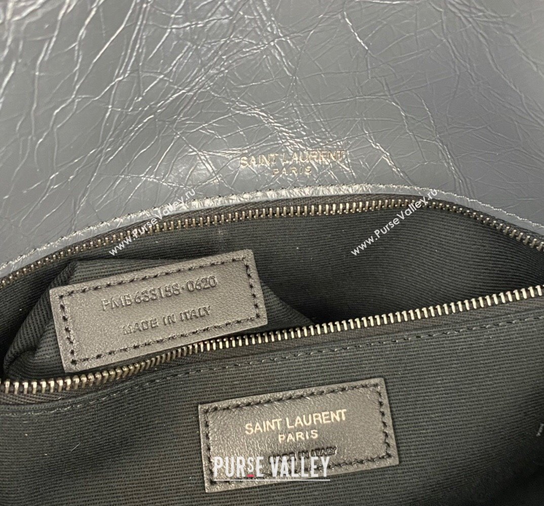 Saint Laurent Niki medium Bag in Crinkled Vintage Leather 633158 Gray (nana-24011012)