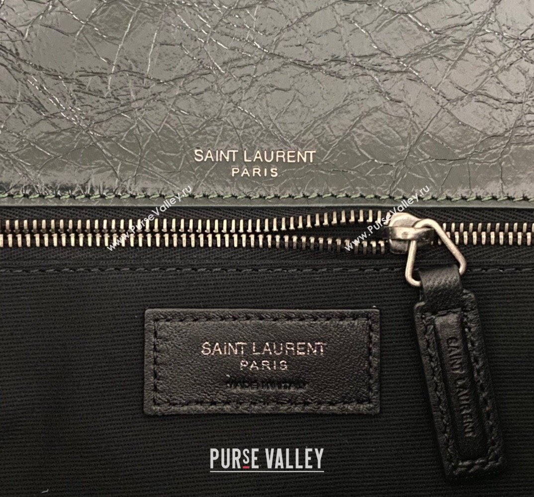 Saint Laurent Niki medium Bag in Crinkled Vintage Leather 633158 Dark Green (nana-24011004)