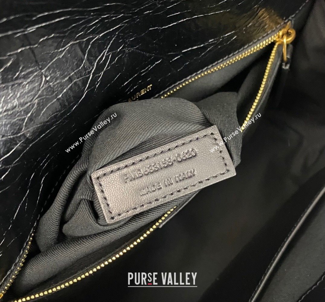 Saint Laurent Niki medium Bag in Crinkled Vintage Leather 633158 Black/Gold (nana-24011002)