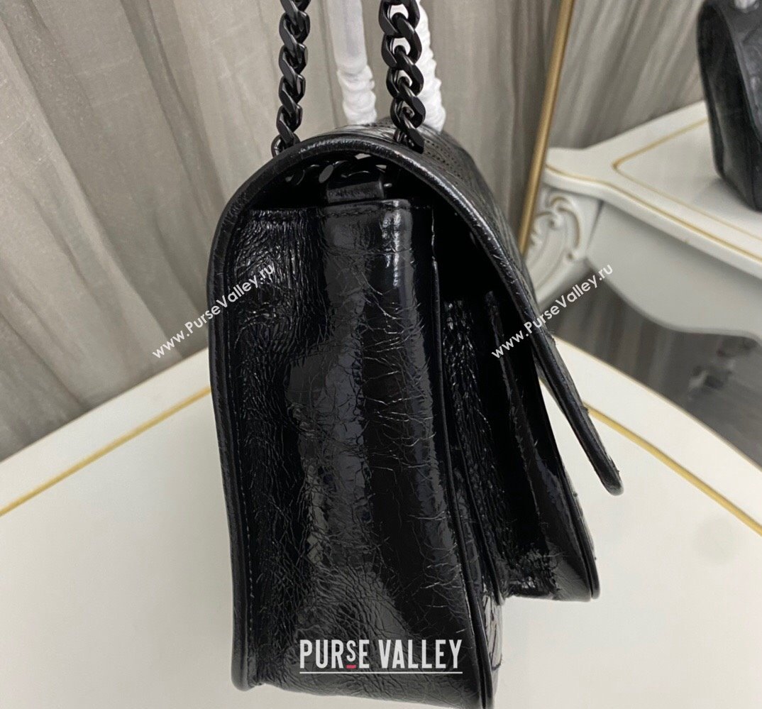 Saint Laurent Niki medium Bag in Crinkled Vintage Leather 633158 Black (nana-24011001)