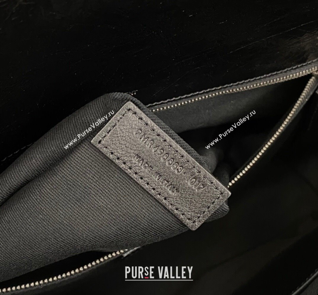 Saint Laurent Niki Large Bag in Crinkled Vintage Leather 498883 Black/Silver (nana-23120202)