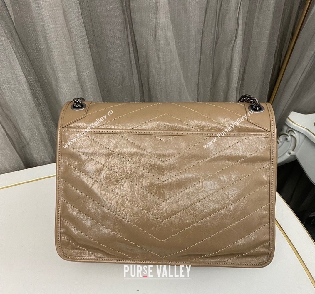 Saint Laurent Niki Large Bag in Crinkled Vintage Leather 498883 Apricot (nana-23120207)