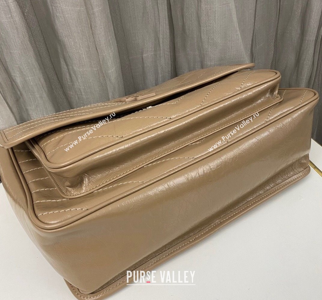 Saint Laurent Niki Large Bag in Crinkled Vintage Leather 498883 Apricot (nana-23120207)