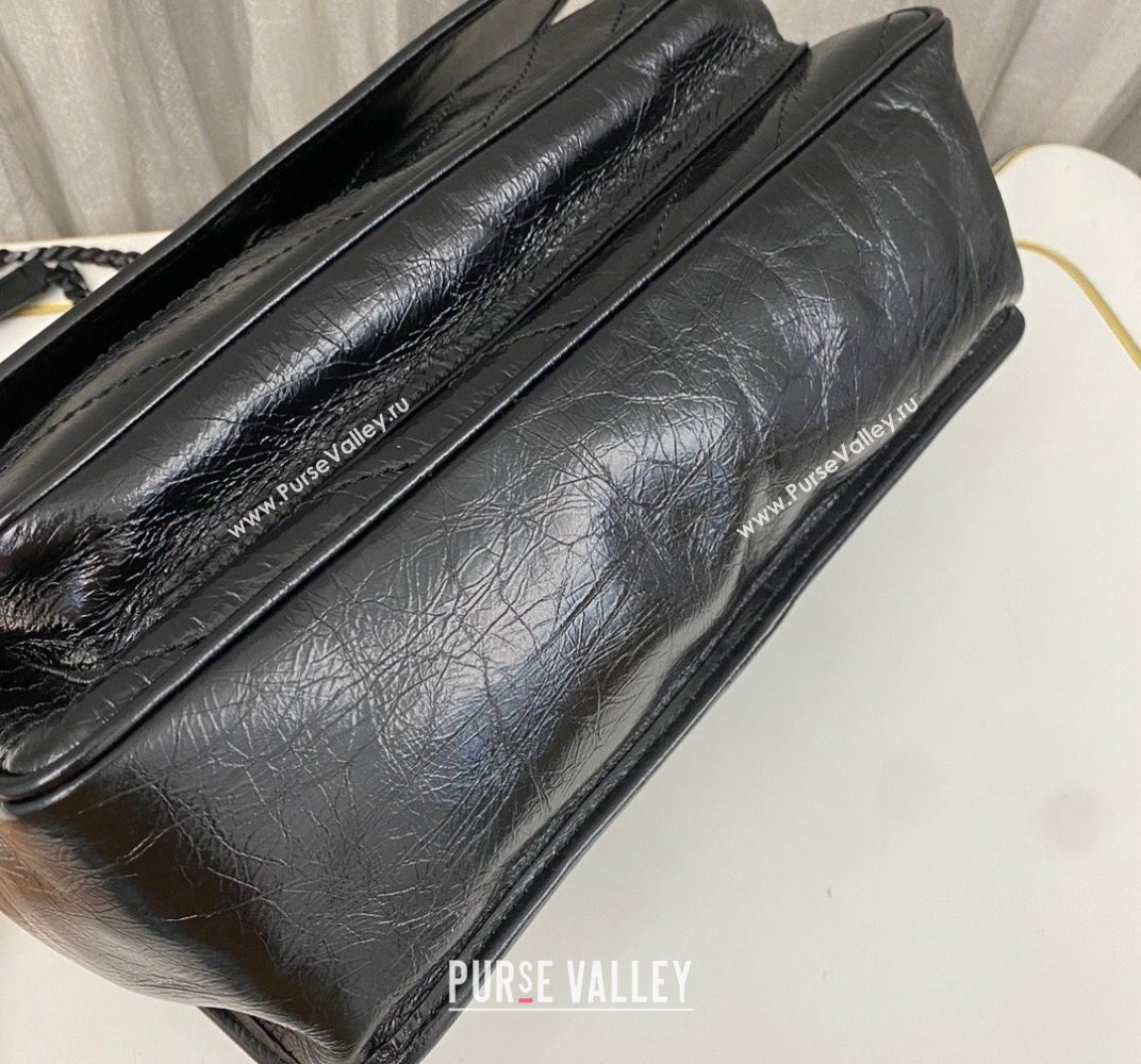 Saint Laurent Niki Large Bag in Crinkled Vintage Leather 498883 Black (nana-23120201)