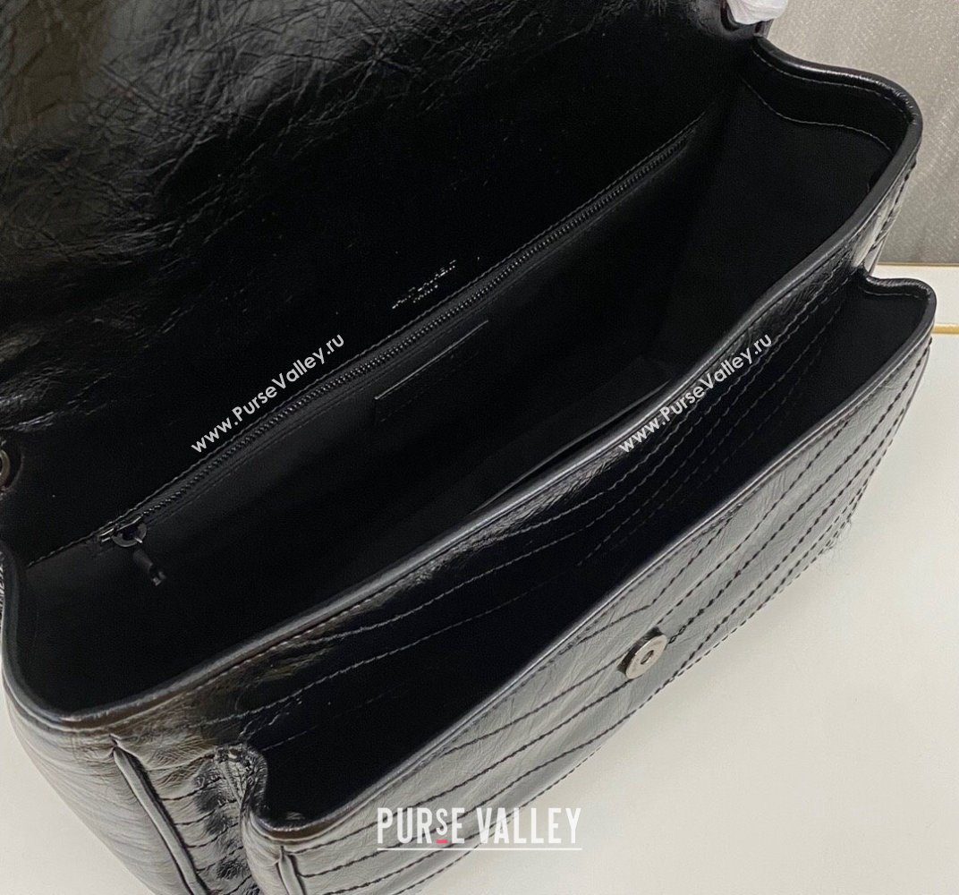 Saint Laurent Niki Large Bag in Crinkled Vintage Leather 498883 Black (nana-23120201)