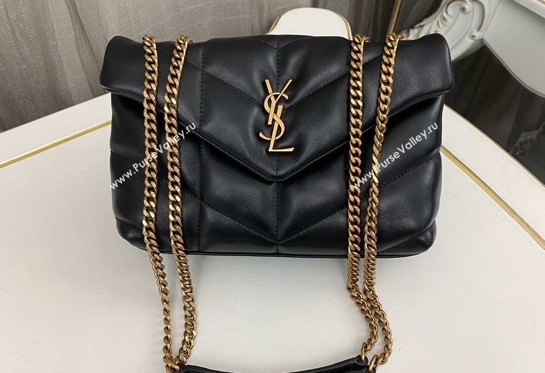 Saint Laurent toy puffer Bag in lambskin 759337 Black/Gold (nana-24010938)